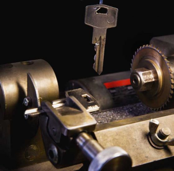 Close View Of Key Copying Machine With Keys