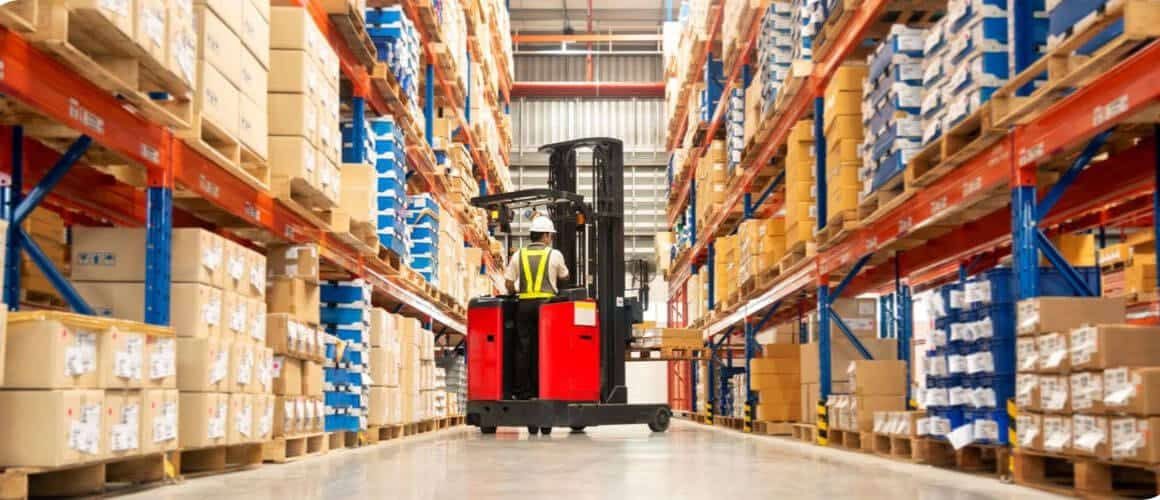 Forklift Inside The Warehouse — H&D Building Supplies in Heatherbrae, NSW