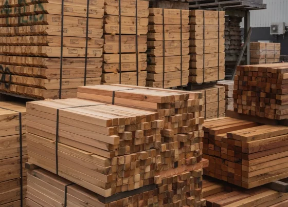 Timber supplies stacked in the yard at H&D Heatherbrae