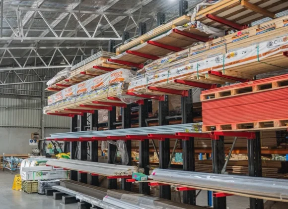 Inside the H&D Building Supplies warehouse at Heatherbrae